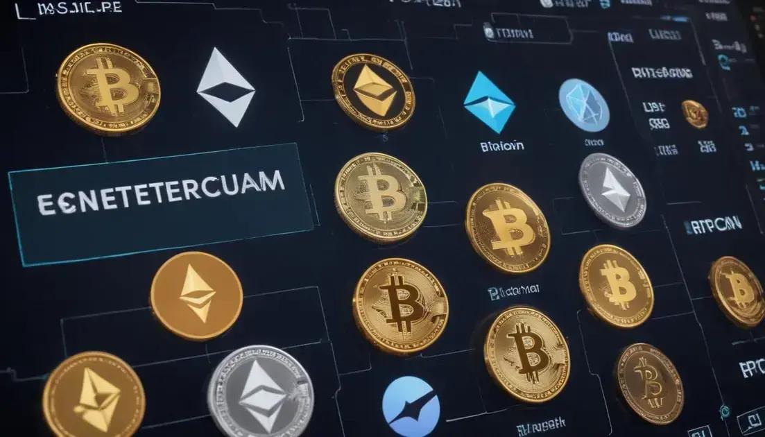 diferentes tipos de criptomoedas disponíveis
